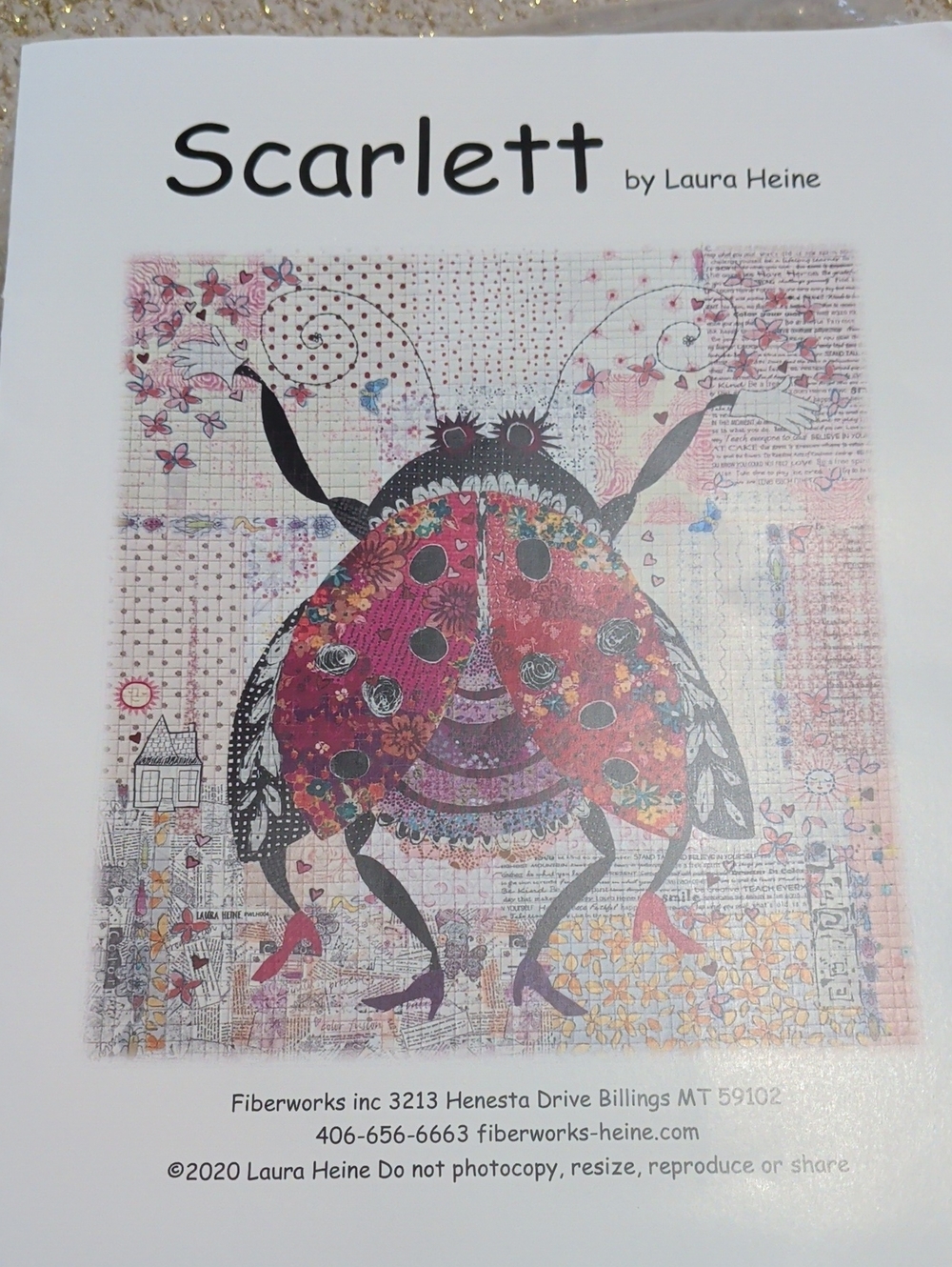 🐞 Laura Heine "Scarlett" Lady Bug Fabric Collage Quilt Pattern Unused 🐞